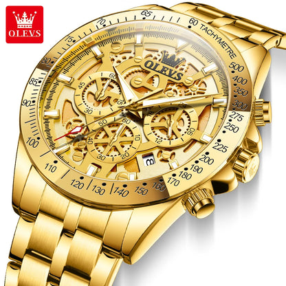 Luxury Skeleton Men’s Quartz Watch With Date Display