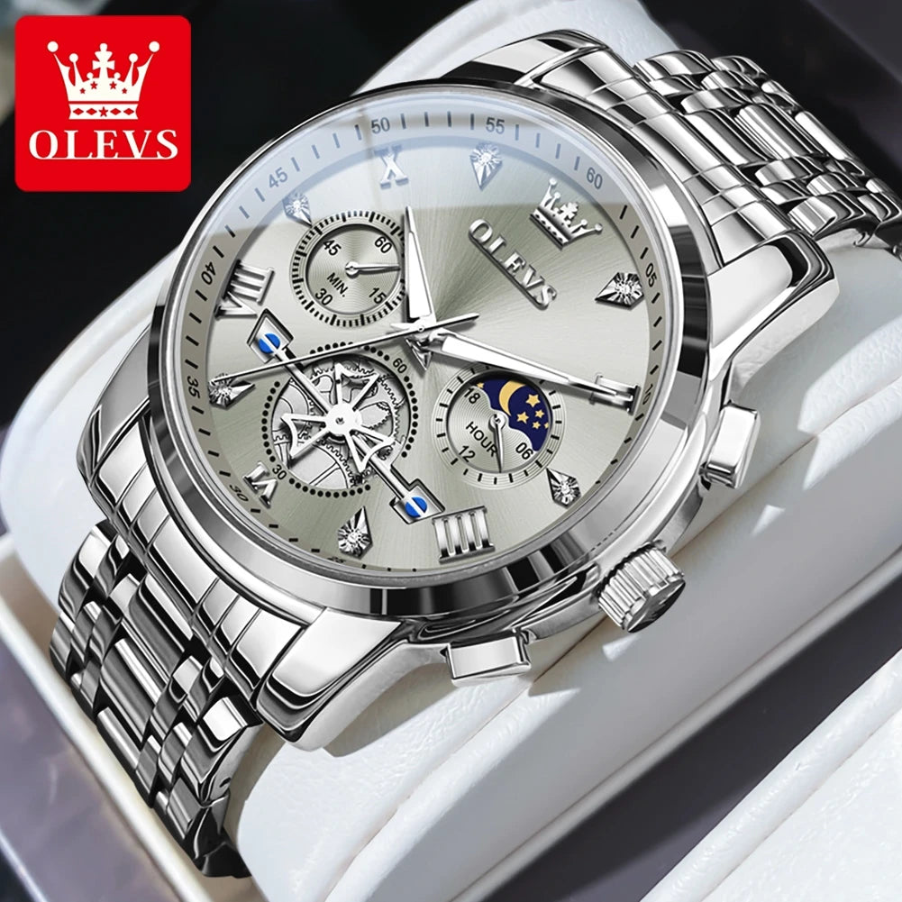 Men’s Chronograph Dress Watch With Moon Phase Display