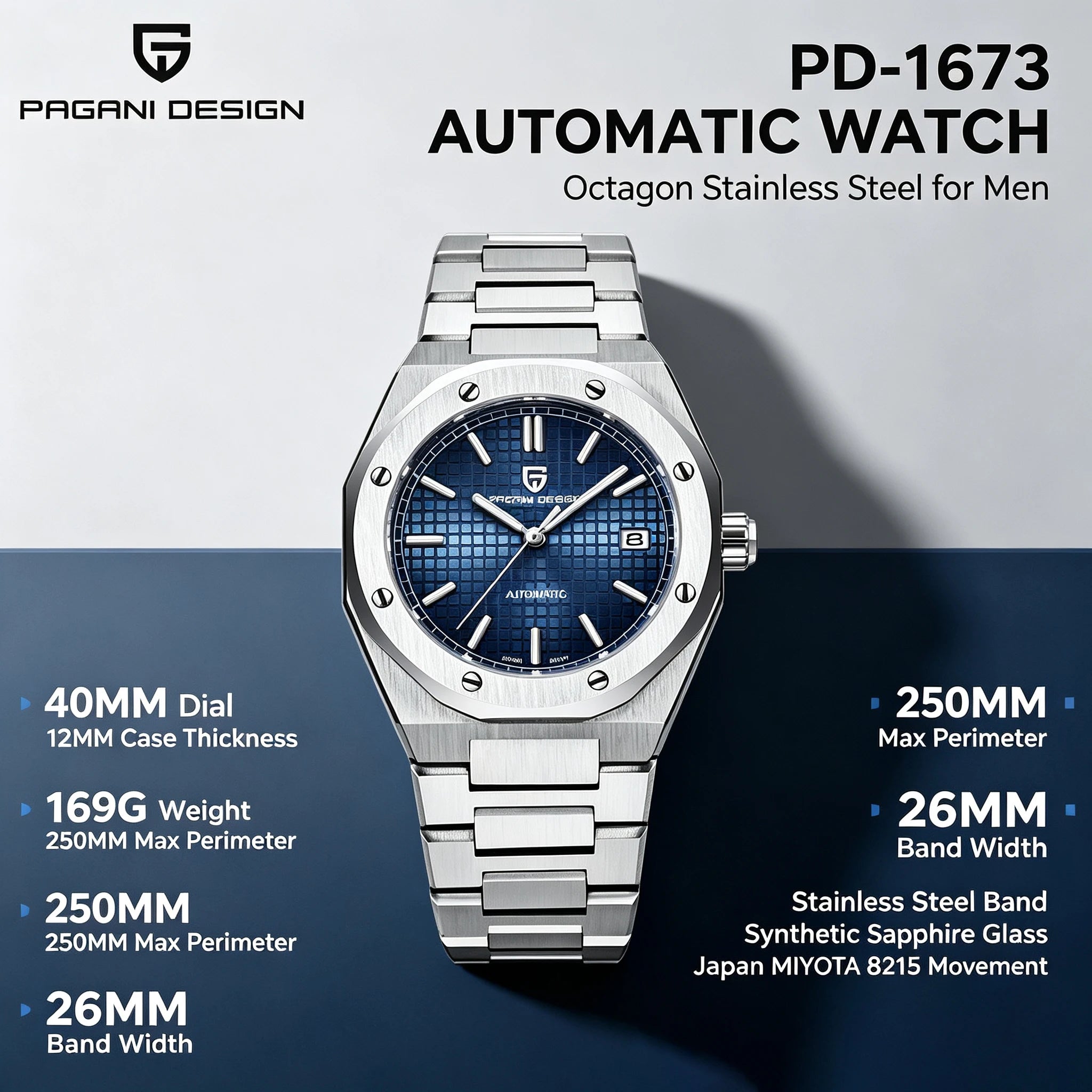 Men’s Automatic Dive Watch 40 mm Sapphire Steel