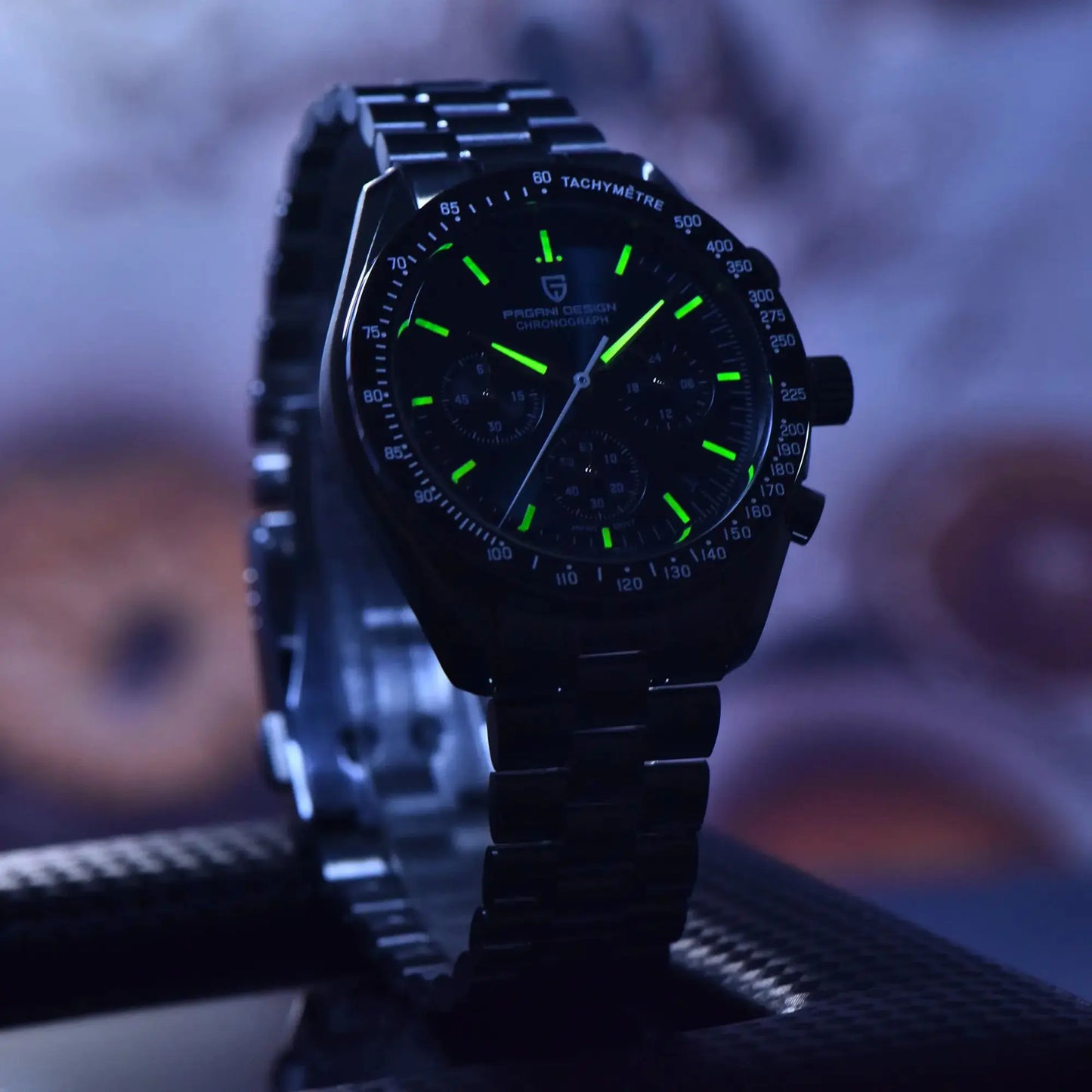 Men’s Retro Moon Chronograph Watch Quartz Stainless Steel