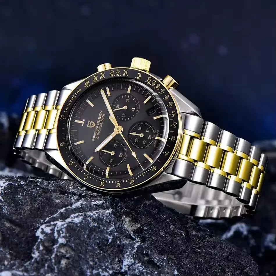 Men’s Luxury Chronograph Watch Quartz Moonphase Style