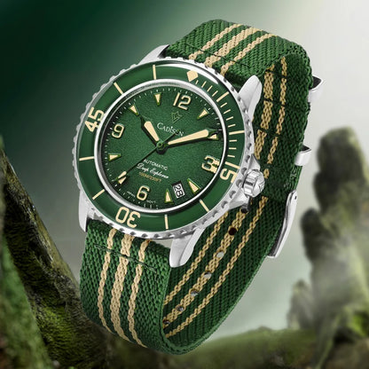 Automatic Diver Watch with Canvas Strap – 10Bar, Luminous