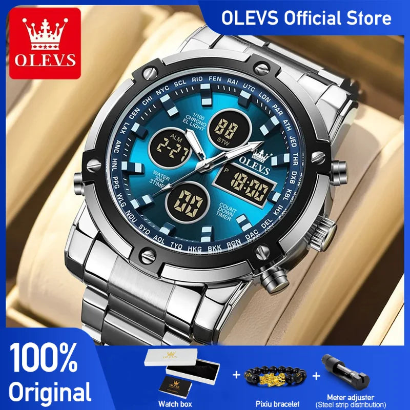 Men's Analog-Digital Stainless Steel Sports Watch
