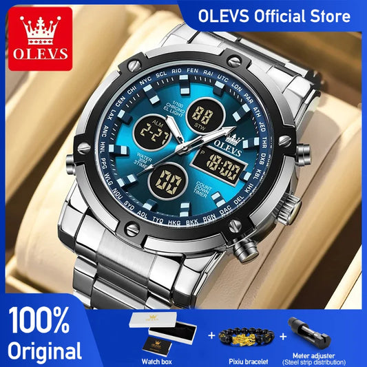 Men's Analog-Digital Stainless Steel Sports Watch
