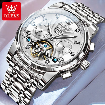 Men's Automatic Skeleton Watch With Tourbillon Display