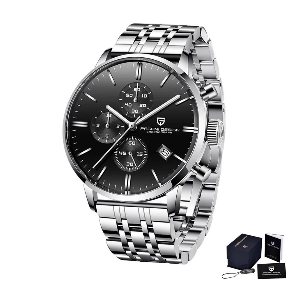 Men's Chronograph Quartz Watch With Stainless Steel Band