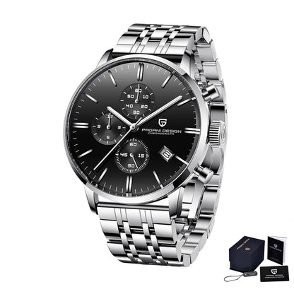 Men's Chronograph Quartz Watch With Stainless Steel Band