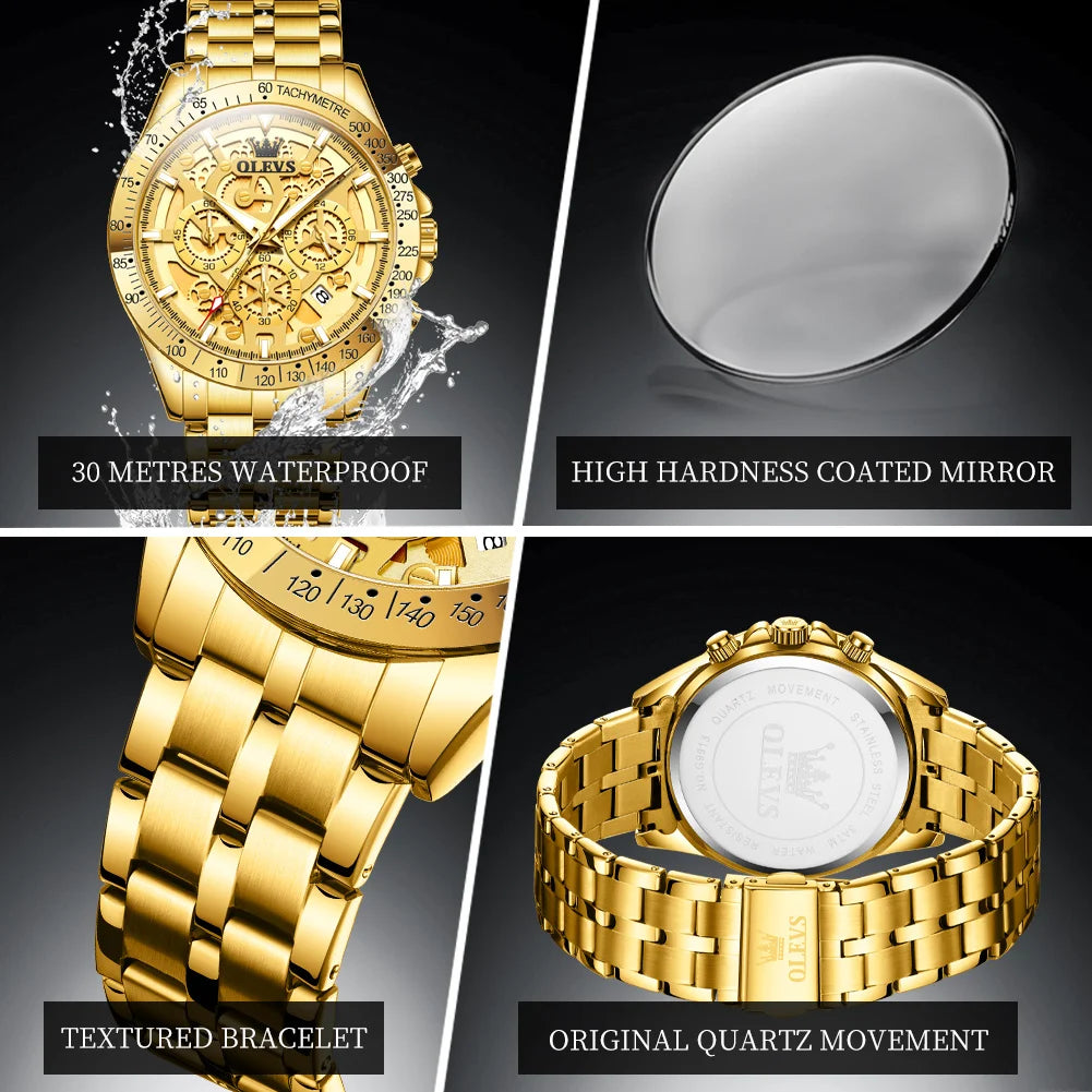 Luxury Skeleton Men’s Quartz Watch With Date Display