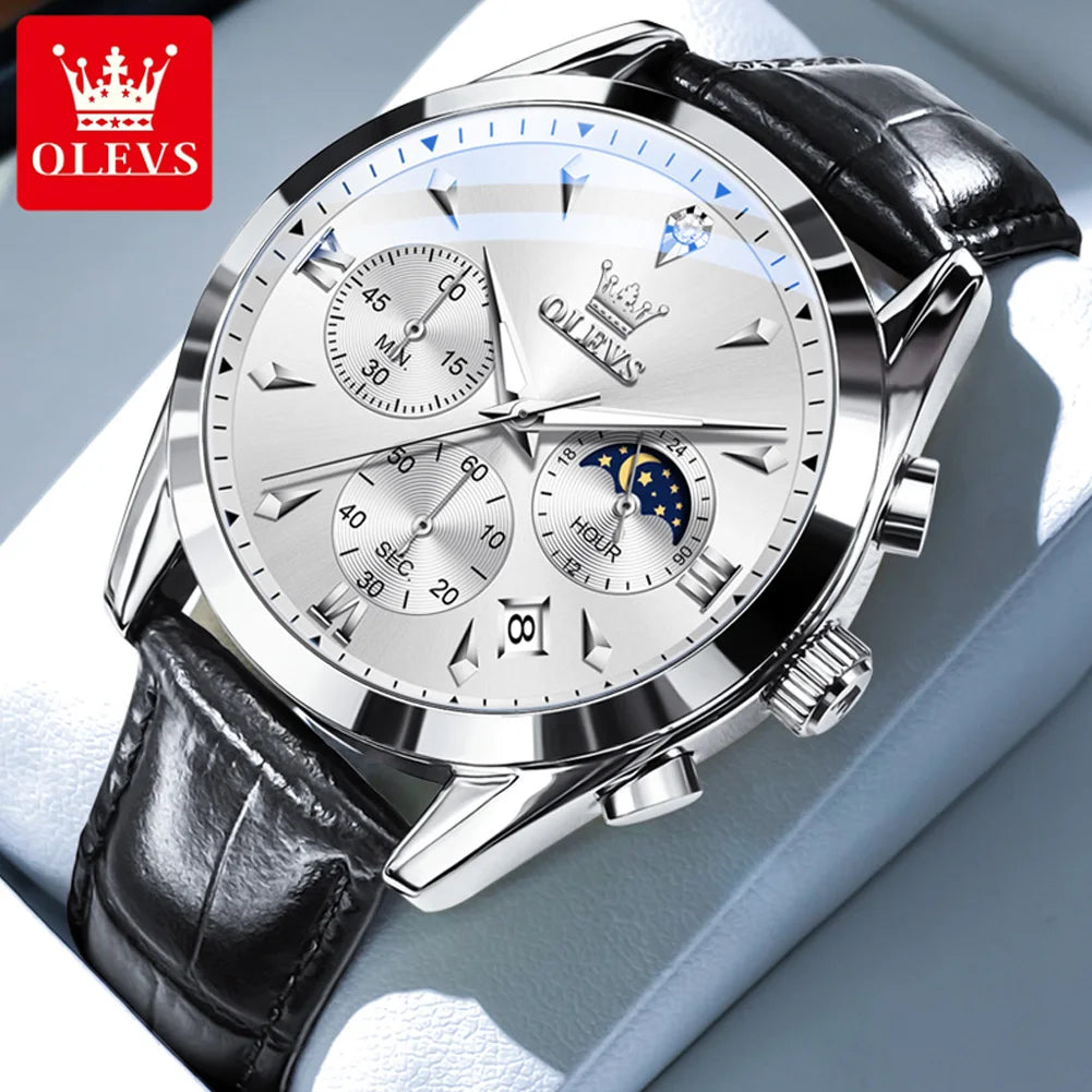 Men’s Chronograph Dress Watch With Moon Phase Display
