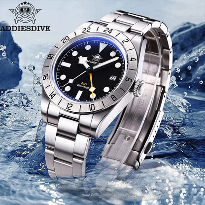 39mm GMT Dive Watch Quartz 200 m Luminous Steel
