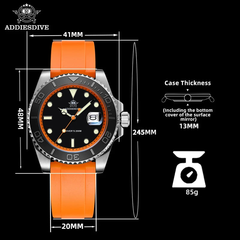 Men’s 200 m Quartz Dive Watch With Luminous Dial