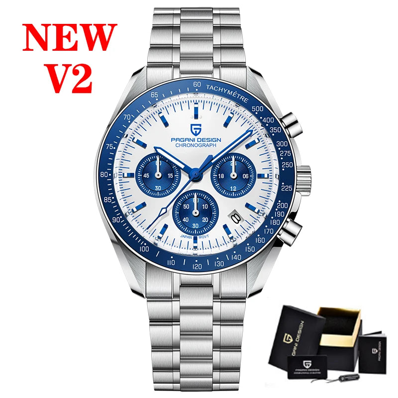 Men’s Luxury Chronograph Watch Quartz Moonphase Style