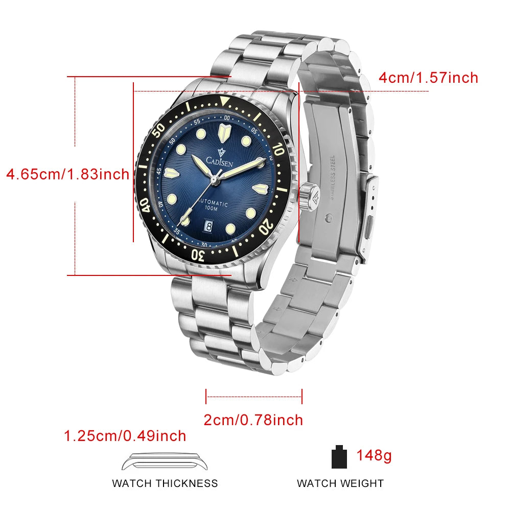 Automatic Sapphire Diver Watch – 100 m Water Resistant