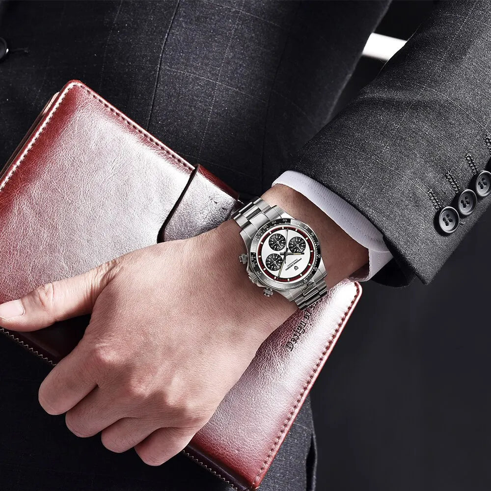 Men’s Luxury Chronograph Quartz Watch 100 m Waterproof