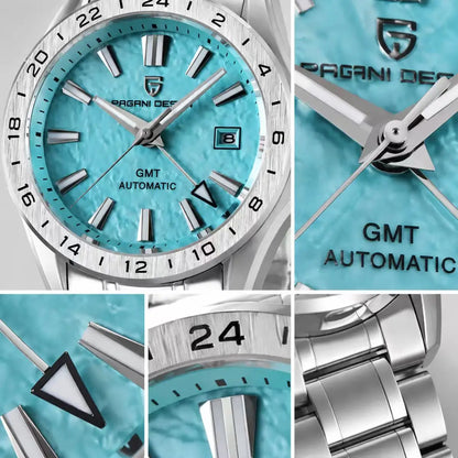 Men's GMT Automatic Watch Stainless Steel 100m Sapphire