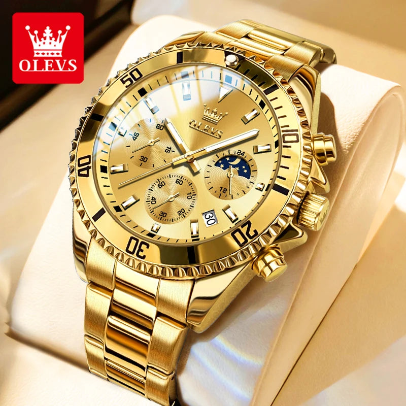 Men’s Luxury Moon Phase Chronograph Quartz Watch