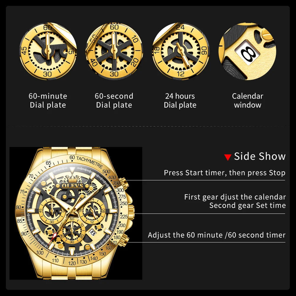 Men’s Skeleton Stainless Steel Chronograph Watch