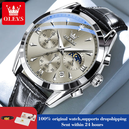 Men’s Chronograph Dress Watch With Moon Phase Display