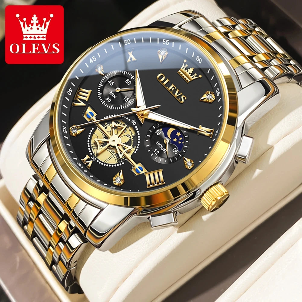 Men’s Chronograph Dress Watch With Moon Phase Display