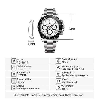 Men’s Chronograph Quartz Watch Sapphire Crystal 10 Bar