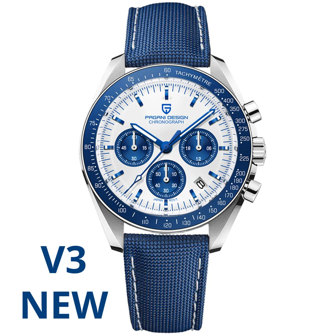 Men’s Retro Moon Chronograph Watch Quartz Stainless Steel