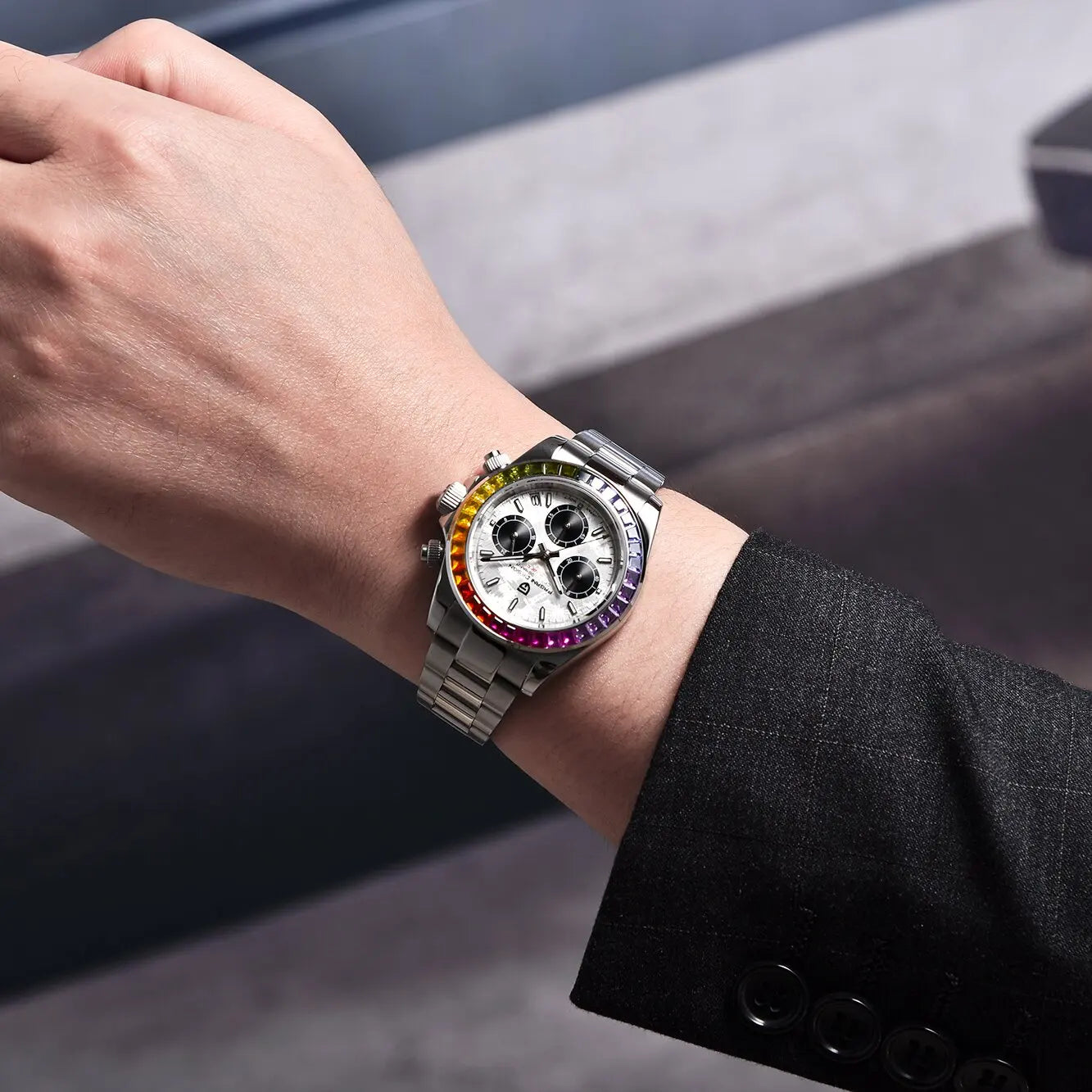 Men's Stainless Steel Quartz Dive Watch With Sapphire
