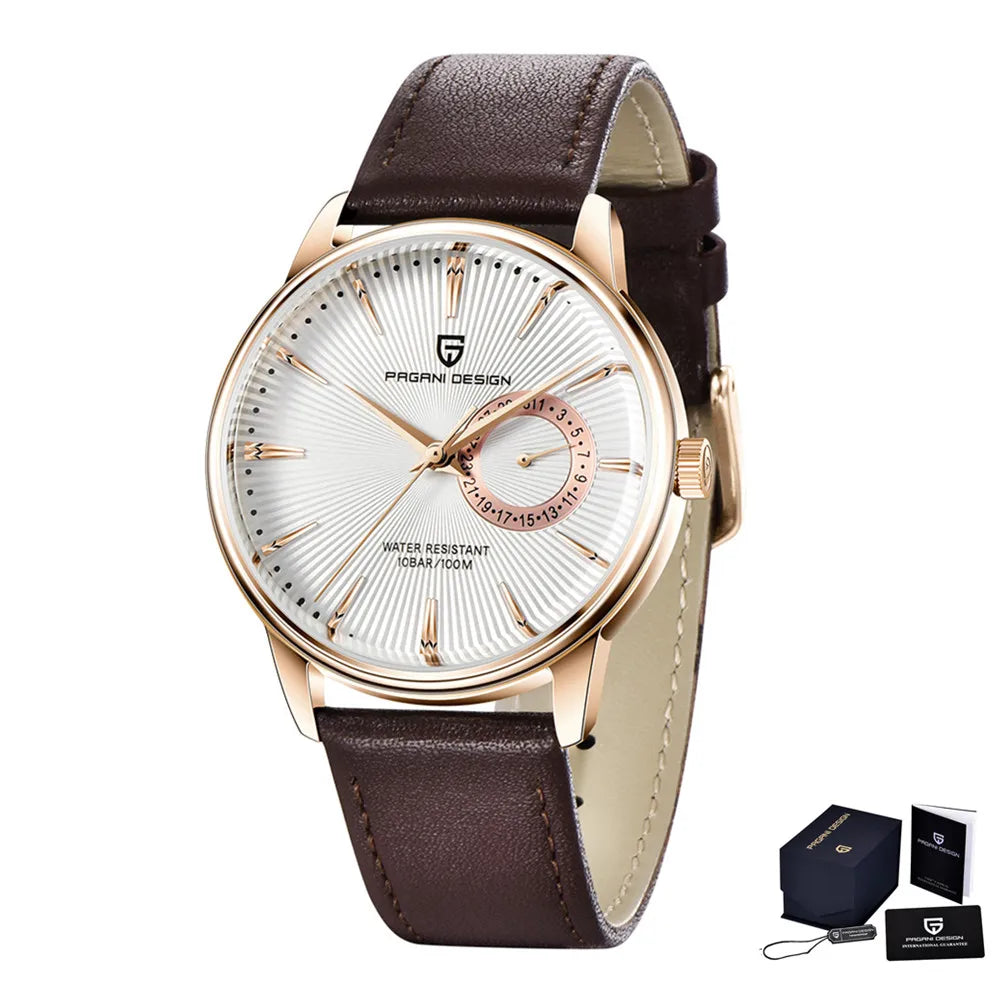 Men's Leather Quartz Watch – Waterproof Casual Design