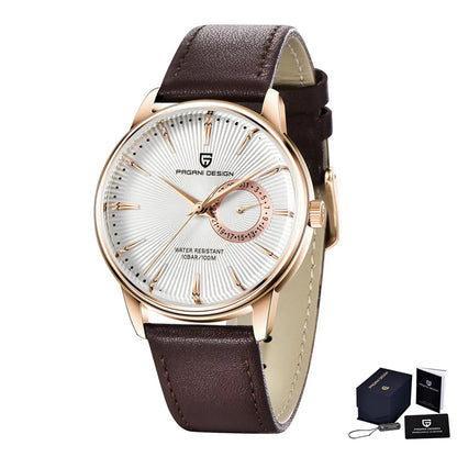 Men's Leather Quartz Watch – Waterproof Casual Design