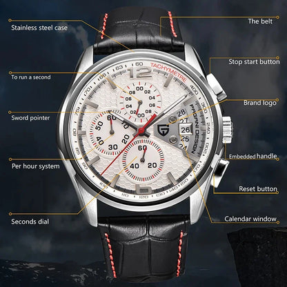 Men's Chronograph Sport Watch With Leather Strap