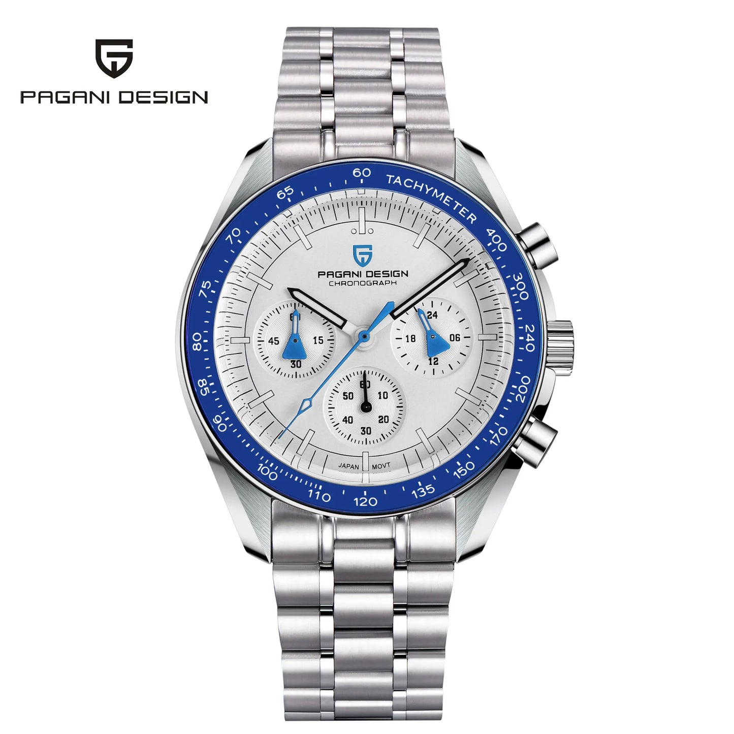 Men’s Retro Moon Chronograph Watch Quartz Stainless Steel