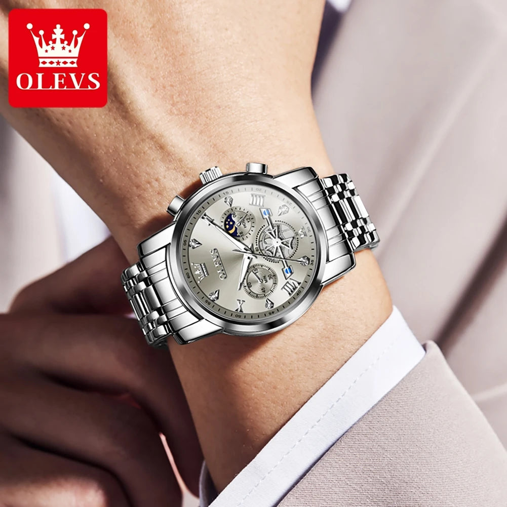 Men’s Chronograph Dress Watch With Moon Phase Display