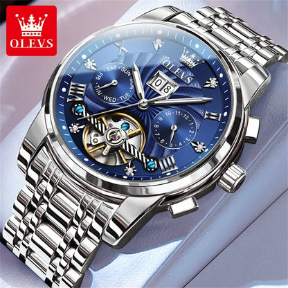 Men's Automatic Skeleton Watch With Tourbillon Display