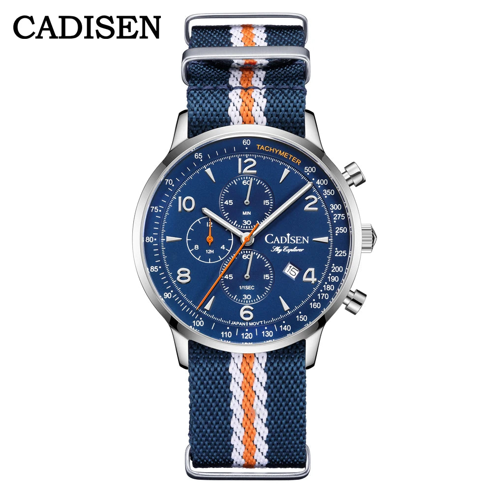 Men's Canvas Strap Chronograph Watch, 5ATM Waterproof