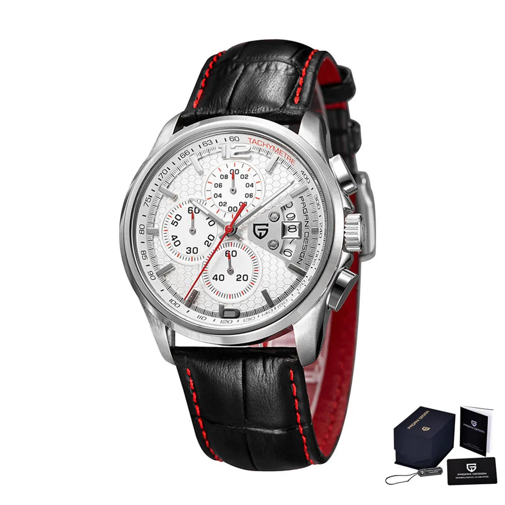 Men's Chronograph Sport Watch With Leather Strap