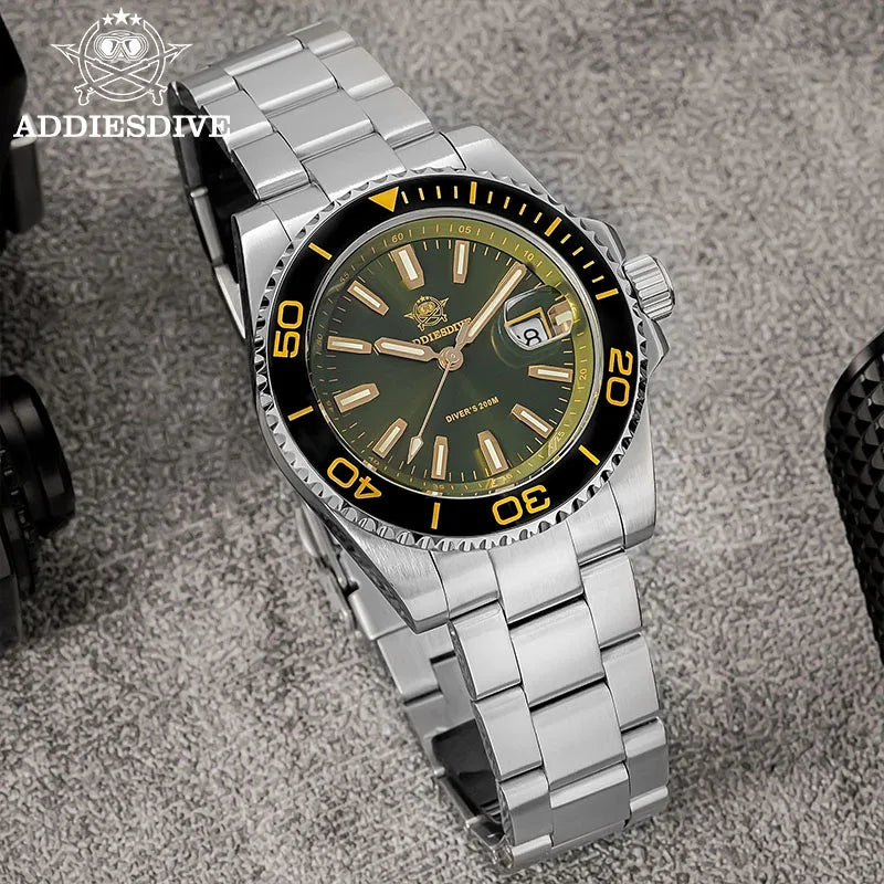 Men's 41mm Diver Quartz Watch 200m Waterproof Luminous