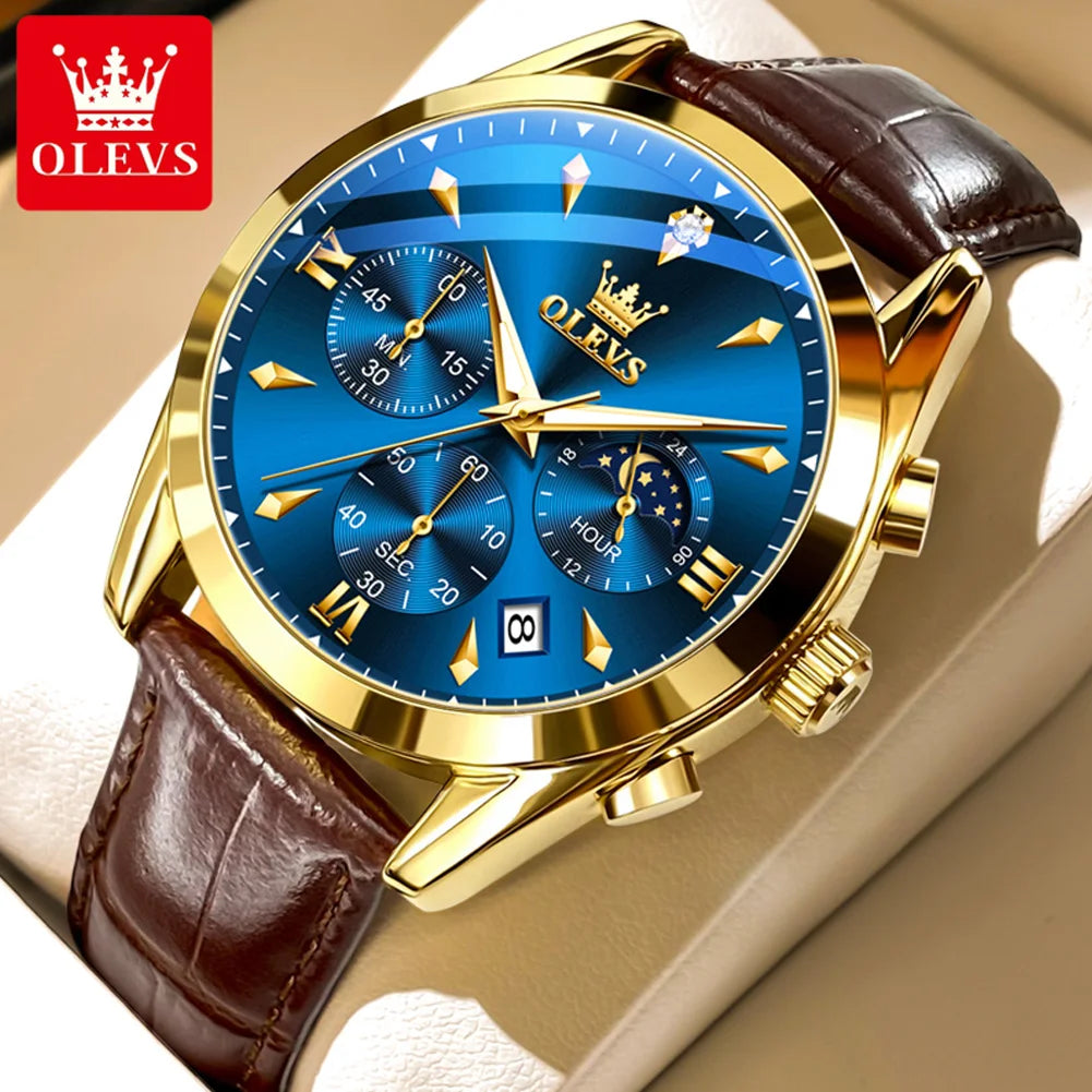 Men’s Chronograph Dress Watch With Moon Phase Display