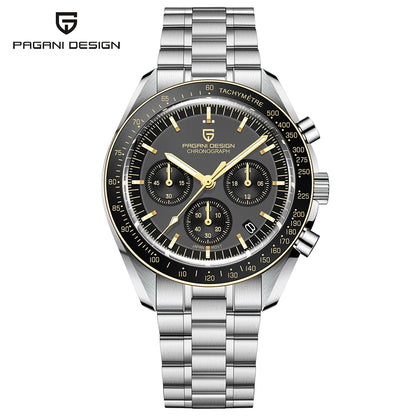 Men’s Retro Moon Chronograph Watch Quartz Stainless Steel