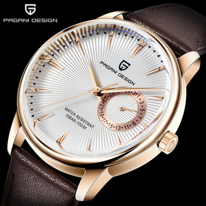 Men’s Quartz Dress Watch 10 Bar – Leather Strap, 40 mm