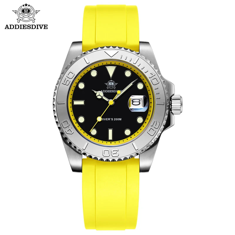 41mm Quartz Dive Watch 200m – Luminous Dial & Rubber Strap