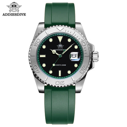 41mm Quartz Dive Watch 200m – Luminous Dial & Rubber Strap