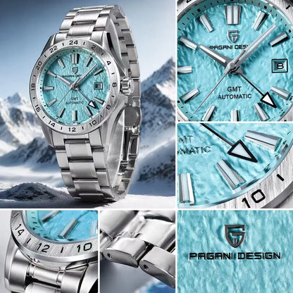 Men's GMT Automatic Watch Stainless Steel 100m Sapphire
