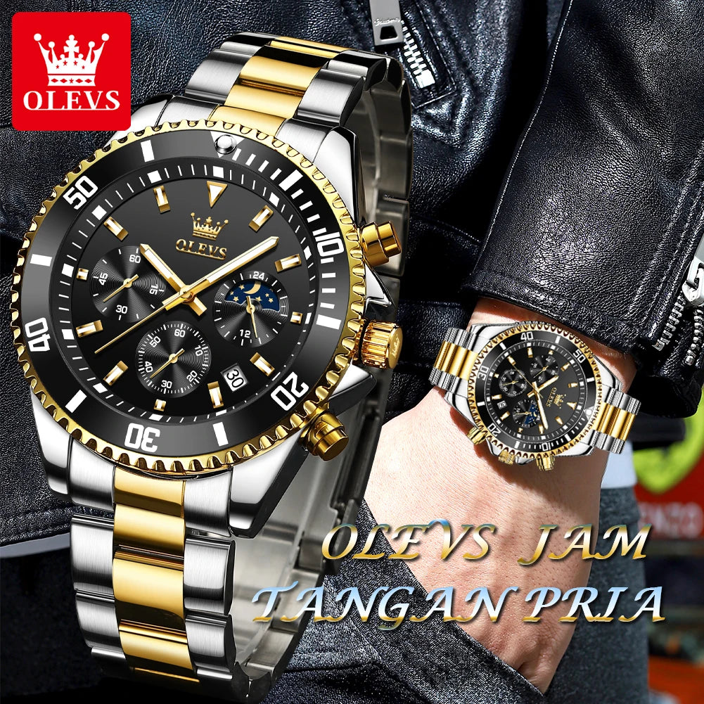 Men’s Luxury Moon Phase Chronograph Quartz Watch