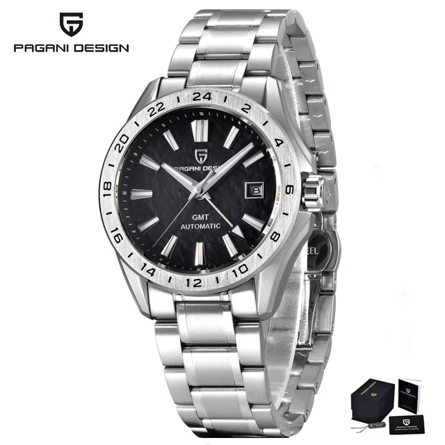 Men's GMT Automatic Watch Stainless Steel 100m Sapphire
