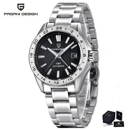 Men's GMT Automatic Watch Stainless Steel 100m Sapphire