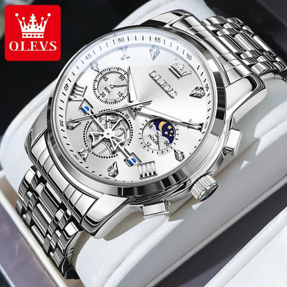 Men’s Chronograph Dress Watch With Moon Phase Display