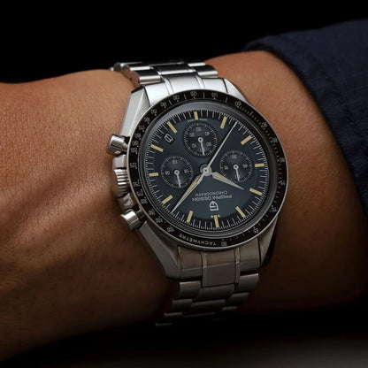 Men’s Retro Moon Chronograph Watch Quartz Stainless Steel