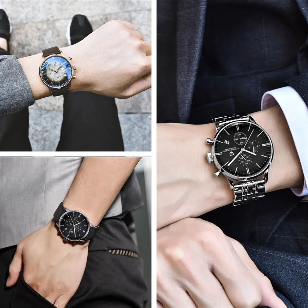 Men's Chronograph Quartz Watch With Stainless Steel Band