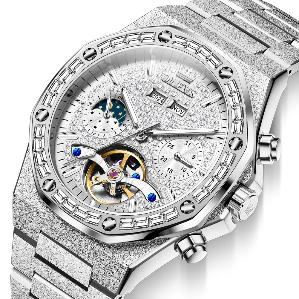 Men’s Automatic Skeleton Watch Stainless Steel Waterproof