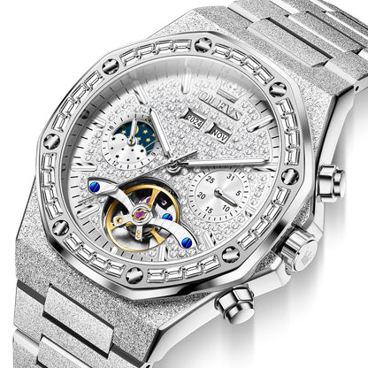 Men’s Automatic Skeleton Watch Stainless Steel Waterproof