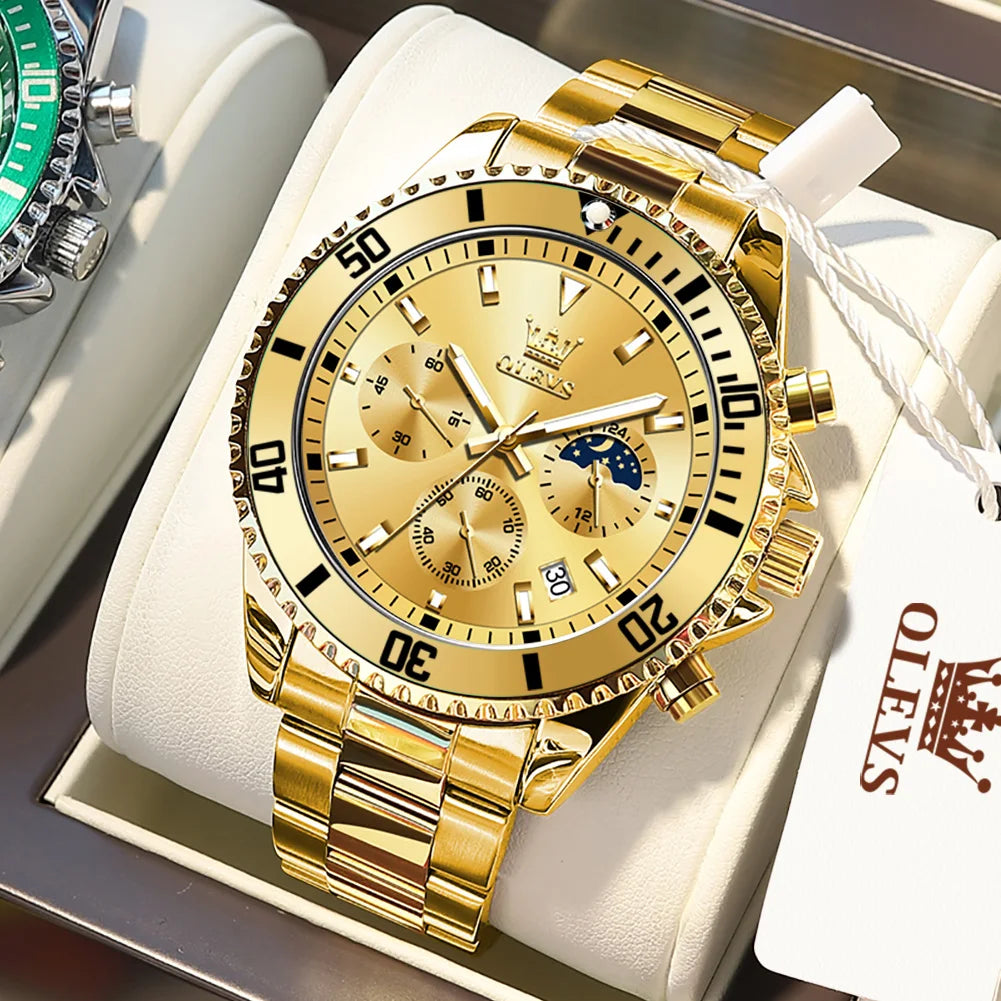 Men's Luxury Chronograph Watch With Moon Phase